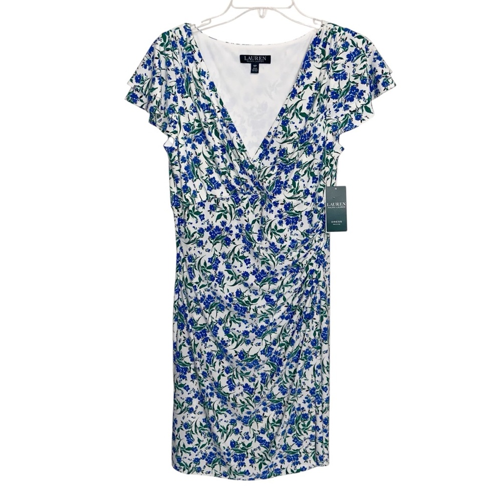 Lauren Ralph Lauren Dress Womens 10 Petite Floral Stretch Feminine Preppy New